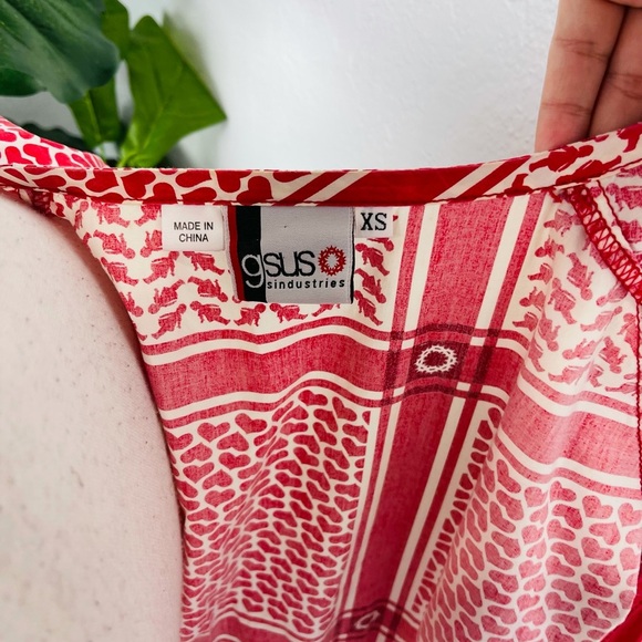 GSUS VINTAGE RED HEART VALENTINES CUPID ASYMMETRICAL WRAP DRESS WITH POM POM HEM - Picture 3 of 9